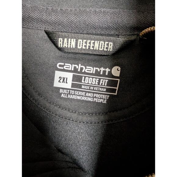NWT Carhartt Rain Defender Sweatshirt Mens 2XL Black Loose Heavyweight 1/4 Zip - Picture 3 of 5